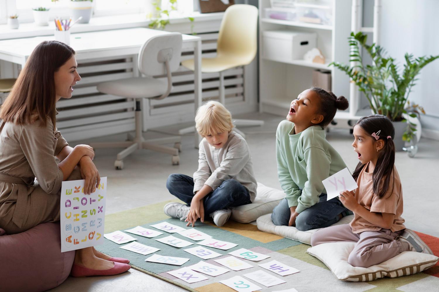 young-woman-doing-speech-therapy-with-kids